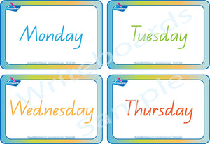 QLD Modern Cursive Days of the Week Flashcards for Teachers and Educators