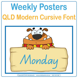 QLD Modern Cursive Font Weekly Posters for Teachers & Educators