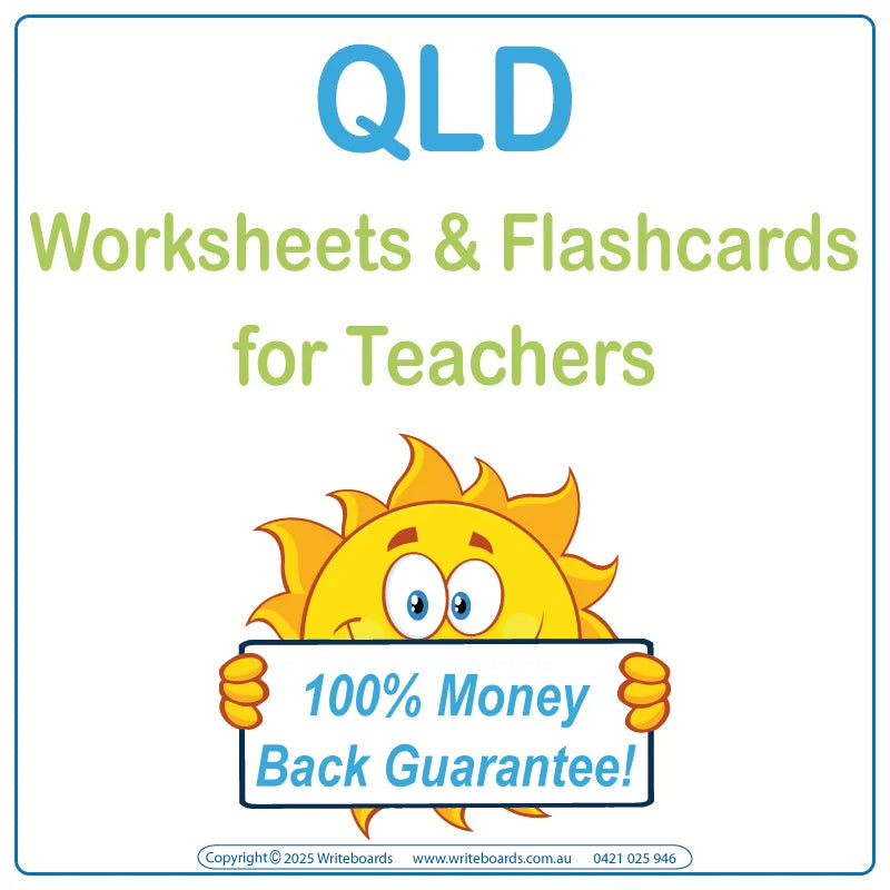 QLD Modern Cursive Font Printable and Downloadable Worksheets & Flashcards for Teachers & Educators in QLD