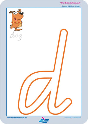 QLD Modern Cursive Alphabet tracing mats for childcare with large outline letters for playdough