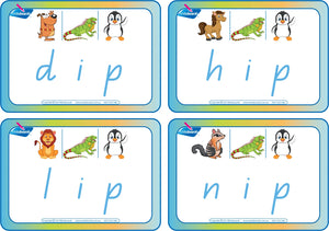QLD Beginner Childcare and Kindy - CVC Flashcards Middle Letter "i"  