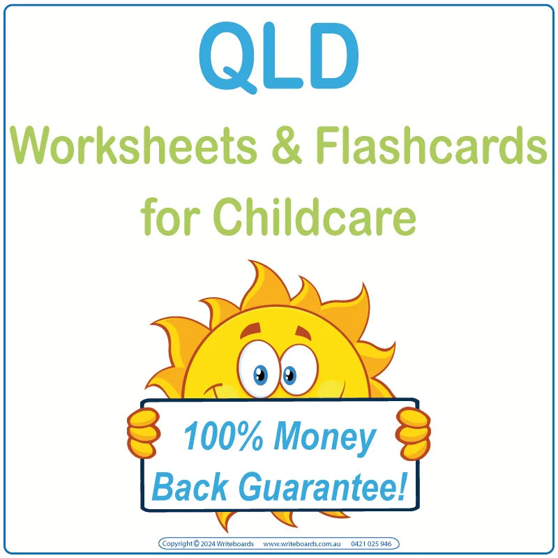QLD Modern Cursive Font Worksheets & Flashcards for Kindergarten & Childcare