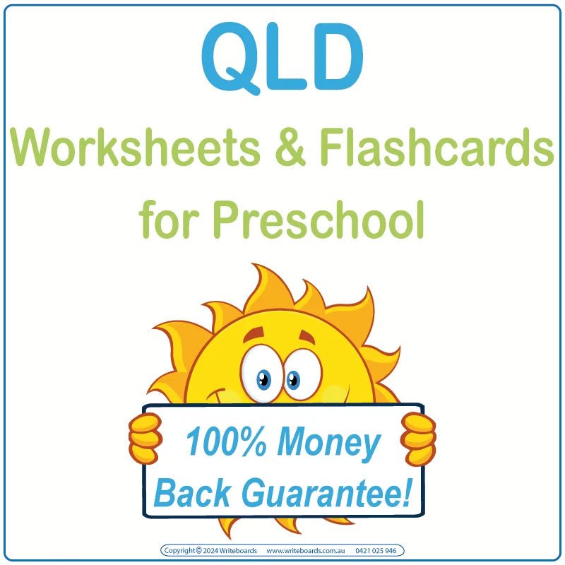 QLD Modern Cursive Font Worksheets & Flashcards for Kindergarten & Preschool