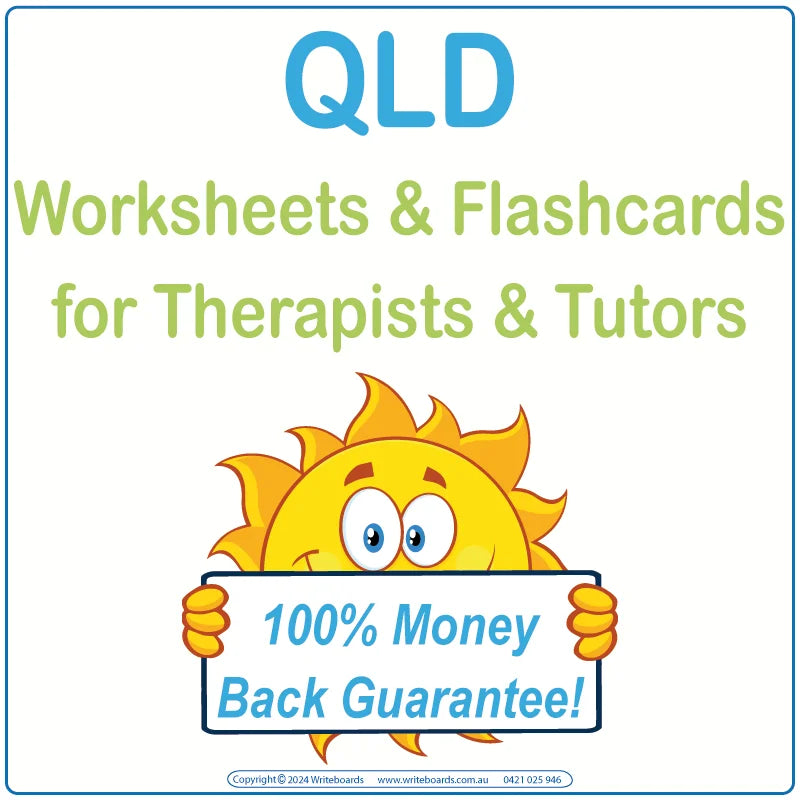 Downloadable & Printable QLD Modern Cursive Font Worksheets & Flashcards for Therapists & Tutors in QLD