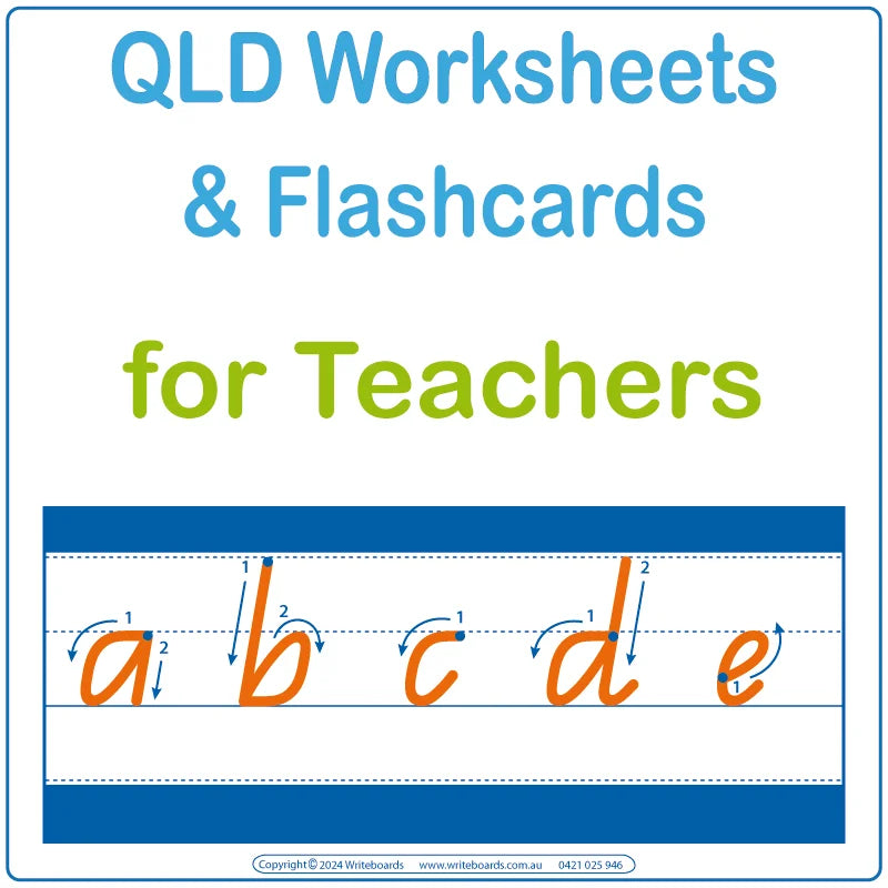 QLD Modern Cursive Font Worksheets for Teachers in QLD, QLD Teachers Traceable & Printable Worksheets Resources