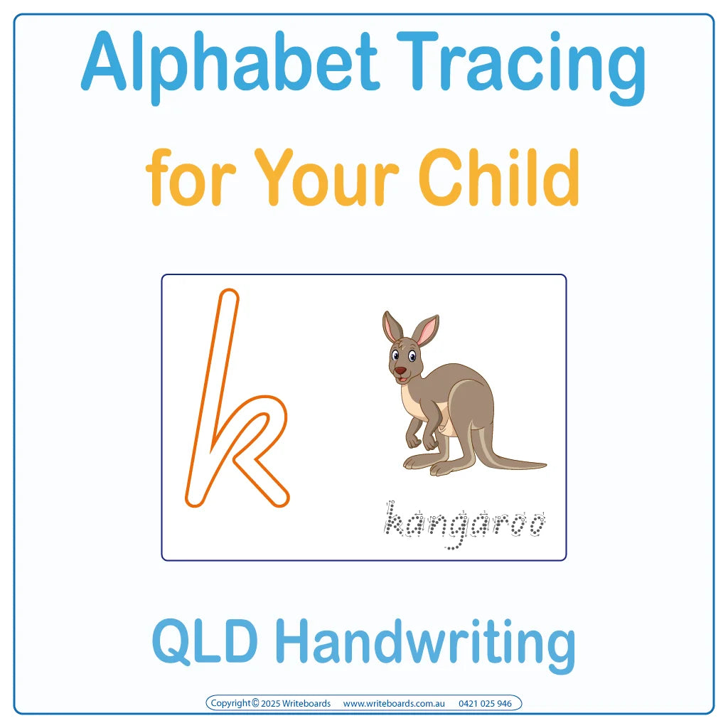 Alphabet Tracing for QLD School Handwriting, QLD Modern Cursive Font Reusable Alphabet Tracing worksheets