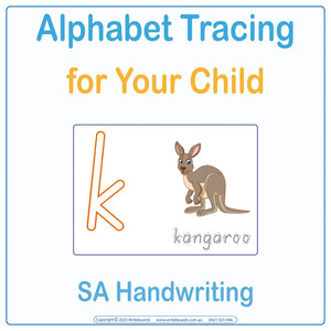 Alphabet Tracing for SA School Handwriting, SA Modern Cursive Font Reusable Alphabet Tracing worksheets