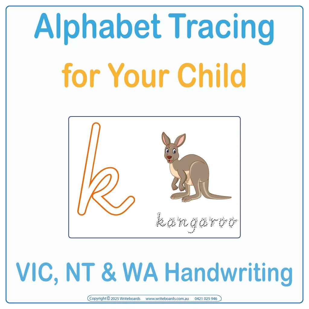 Alphabet Tracing for VIC and WA School Handwriting, Alphabet Tracing VIC Modern Cursive Font