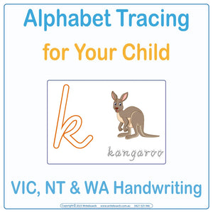 Alphabet Tracing for VIC and WA School Handwriting, Alphabet Tracing VIC Modern Cursive Font