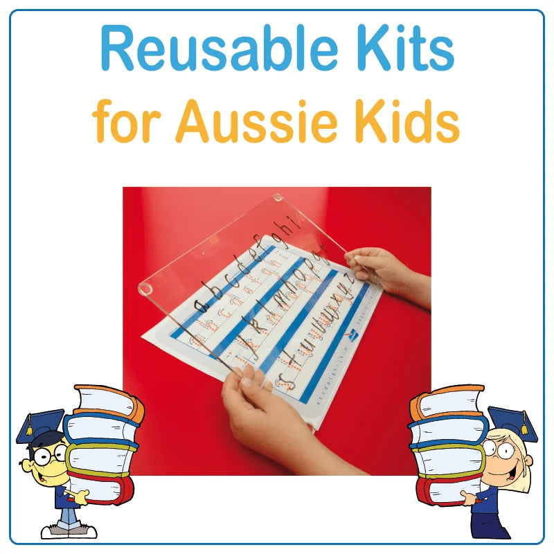 Reusable Handwriting Practice Kits for Aussie Kids age 3 to 9, Australian School Handwriting Kits