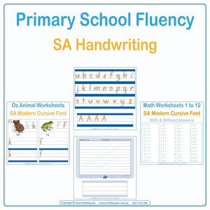 Primary Fluency Handwriting Pack for SA Kids using SA Modern Cursive Handwriting