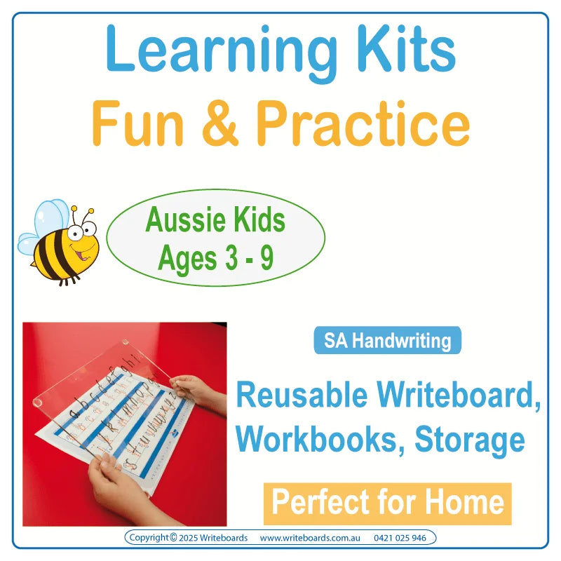 Educational kits for kids in SA includes reusable Writeboard and fun learning worksheets