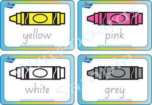 SA Modern Cursive Font Crayon Colours Busy Book Flashcards for Childcare and Preschool, SA Quiet Book