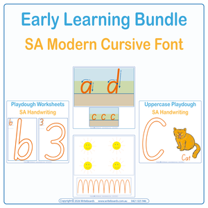 SA Modern Cursive Early Learning Bundle - Handwriting Worksheets for Teachers