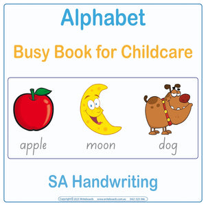 SA Modern Cursive Font Alphabet Busy Books for Childcare and Preschool, SA Alphabet Quiet Book