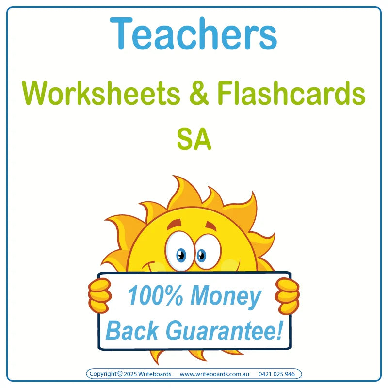 Downloadable & Printable SA Modern Cursive Font Worksheets & Flashcards for Teachers, SA Teachers Resources