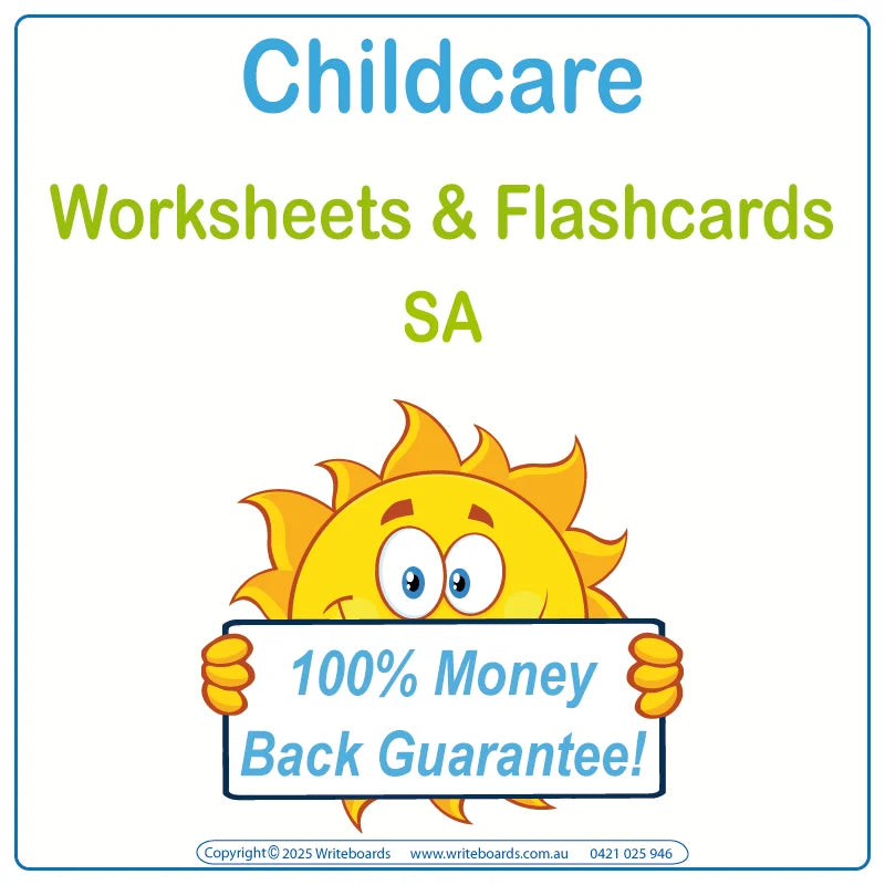Downloadable & Printable SA Modern Cursive Font Worksheets & Flashcards for School Readiness Preparation & Childcare
