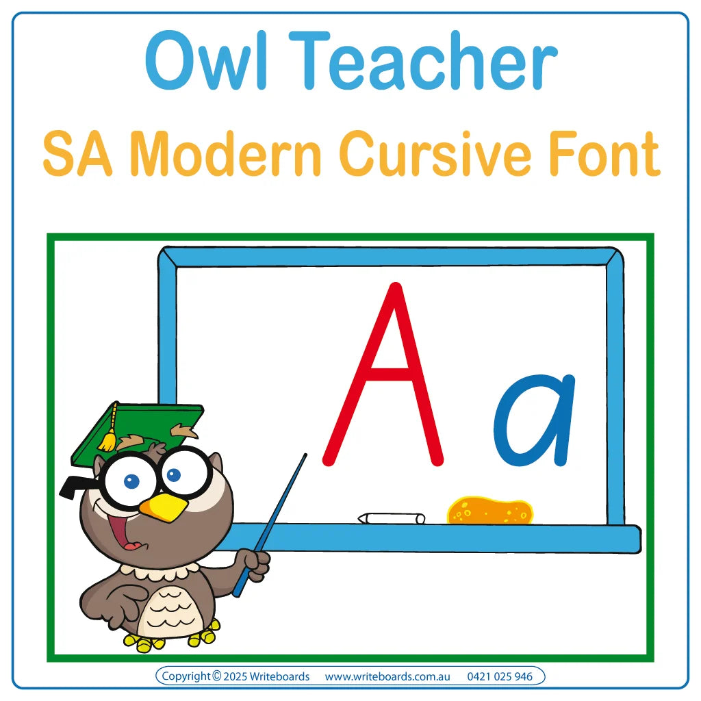 SA Modern Cursive Font Alphabet Posters for Teachers & Educators