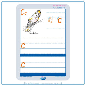 Australian Animal Alphabet Tracing Worksheets with Directions completed using SA Modern Cursive Font for Your Child