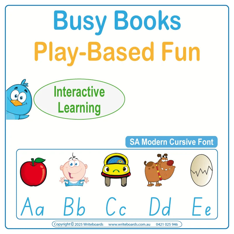 SA Modern Cursive Font Busy Books for Teachers – interactive alphabet & number practice + more