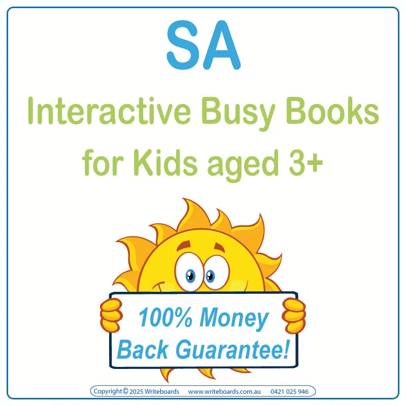 SA Modern Cursive Font Busy Book for Kids in SA aged 3+, Aussie Busy Books