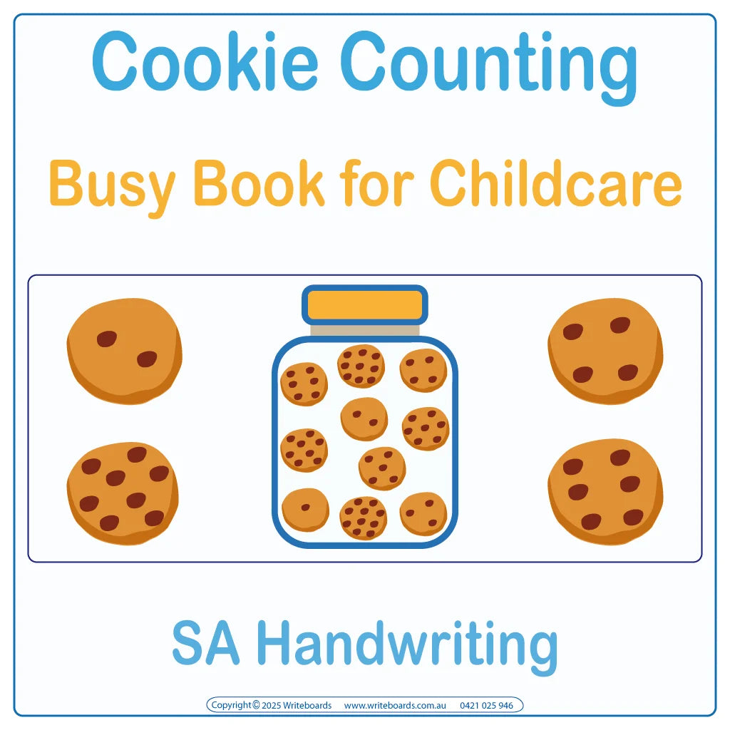 SA Modern Cursive Font Counting Busy Book for Childcare & Preschool, SA Counting Quiet Books
