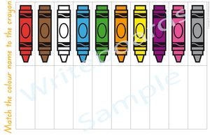 SA Modern Cursive Crayon Colours Busy Book pages for Childcare and Preschool, SA Quiet Book