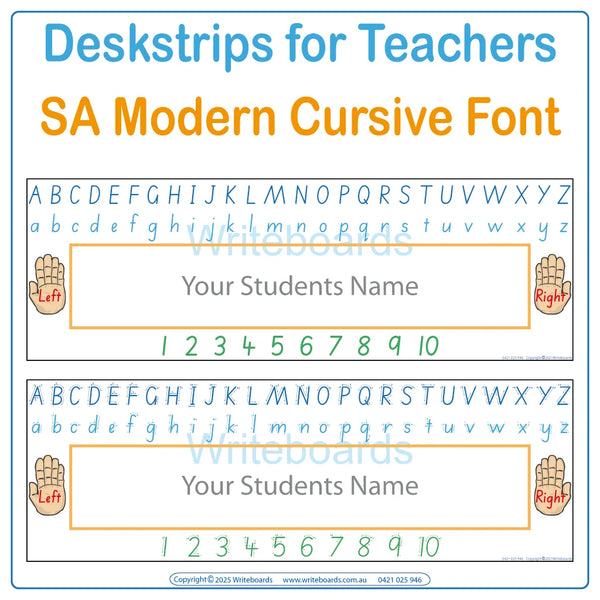SA Modern Cursive Font Desk Strips – Printable Resources for Teachers ...