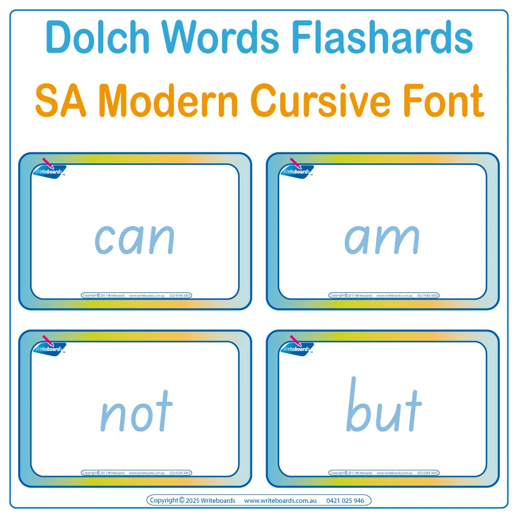 SA Modern Cursive Font Dolch Sight Word Flashcards for Occupational Therapists and Tutors