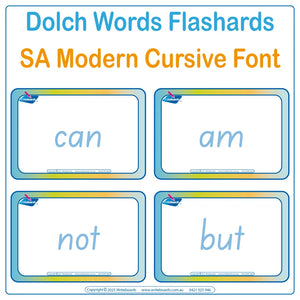 SA Modern Cursive Font Dolch Sight Word Flashcards for Occupational Therapists and Tutors