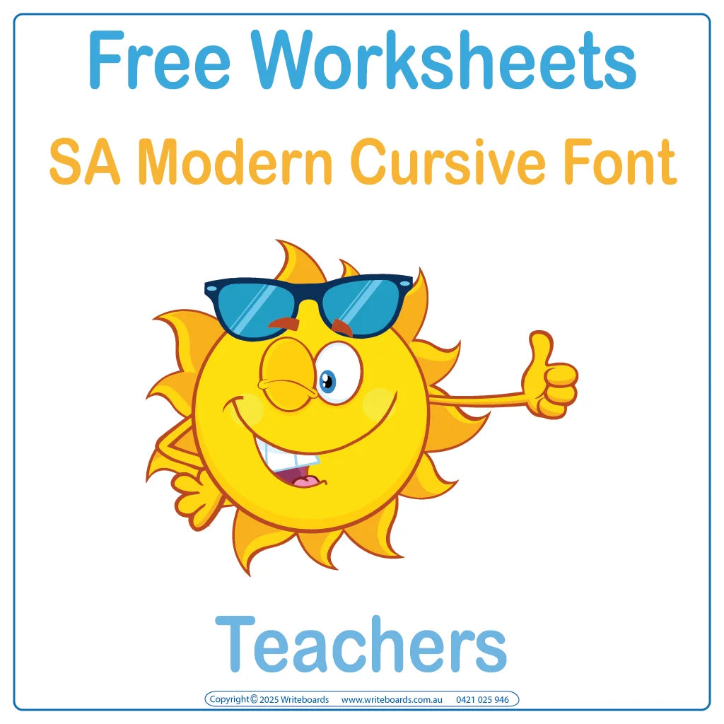 Free SA Modern Cursive Font Worksheets for Teachers, Free Downloadable & Printable SA Worksheets for Teachers
