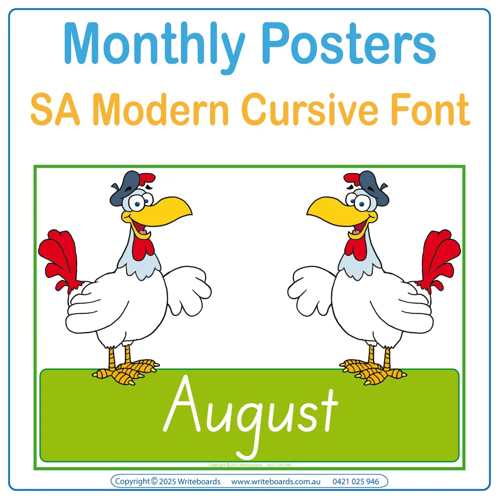 SA Modern Cursive Font Monthly Posters for Teachers & Educators