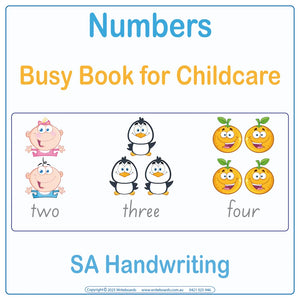 SA Modern Cursive Font Number Busy Books Video for Childcare and Preschool, SA Numbers Quiet Book