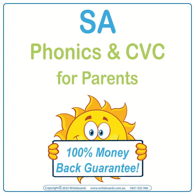 SA Modern Cursive Font Phonics and CVC Resources for SA Kids Aged 3+