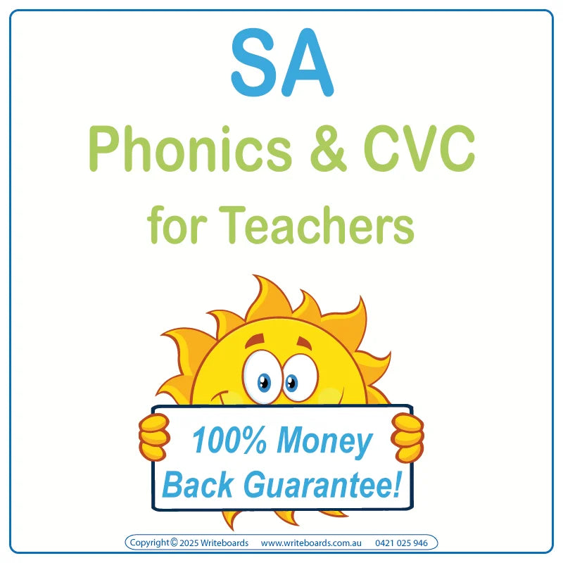SA Modern Cursive Font Phonics & CVC Resources for Teachers in SA
