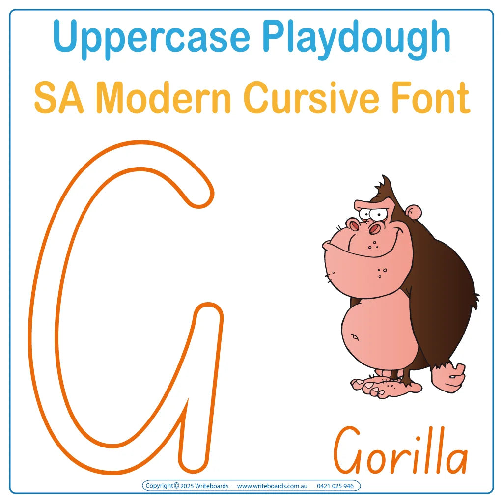 SA Modern Cursive Font Fine Motor Skills Uppercase Alphabet Tracing Worksheets for Reception & Childcare Educators