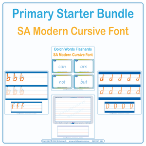 SA Modern Cursive Primary Starter Bundle includes Dotted Third Worksheets and Lines plus more