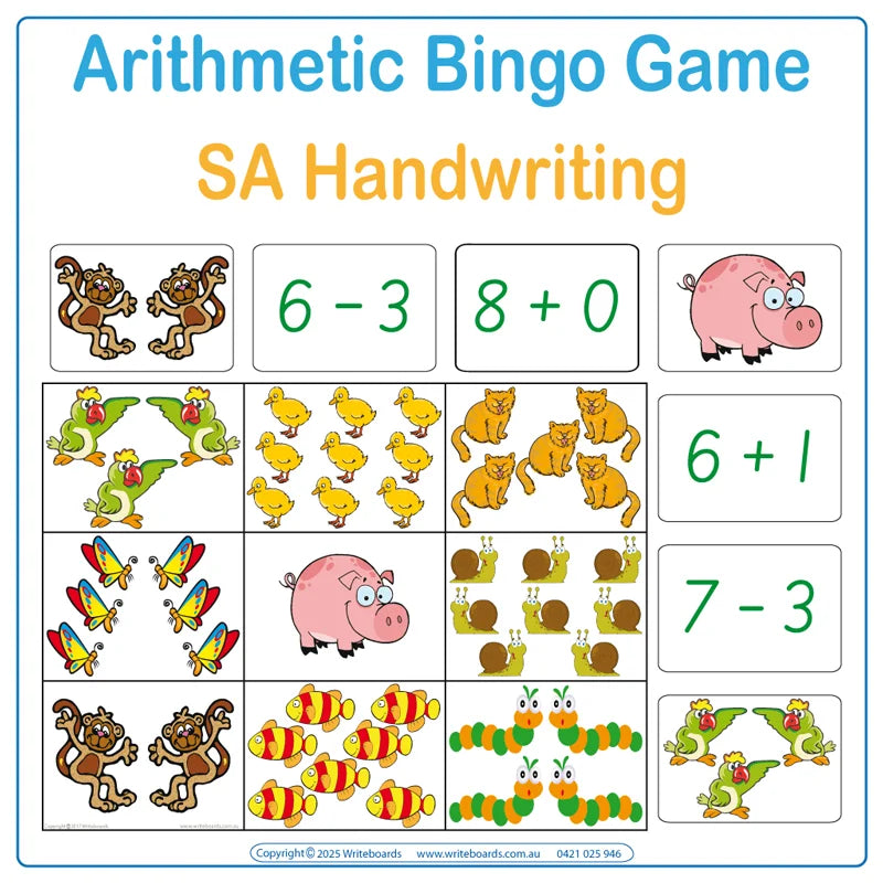 SA Modern Cursive Font School Readiness Kit includes Math Bingo Game for Ages 3+