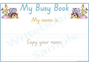 SA Modern Cursive Student Name Busy Book Pages for Childcare & Preschool, SA Quiet Books