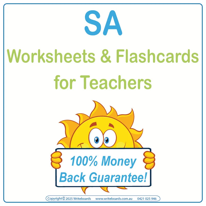 SA Modern Cursive Font Printable and Downloadable Worksheets & Flashcards for Teachers & Educators in SA