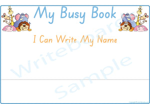SA Modern Cursive Font Student Name Busy Book Pages for Childcare & Preschool, SA Quiet Books