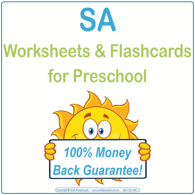 SA Modern Cursive Font Worksheets & Flashcards for Kindergarten &  Preschool