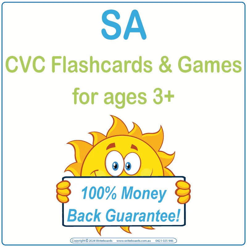 CVC Flashcards & Games for SA Handwriting