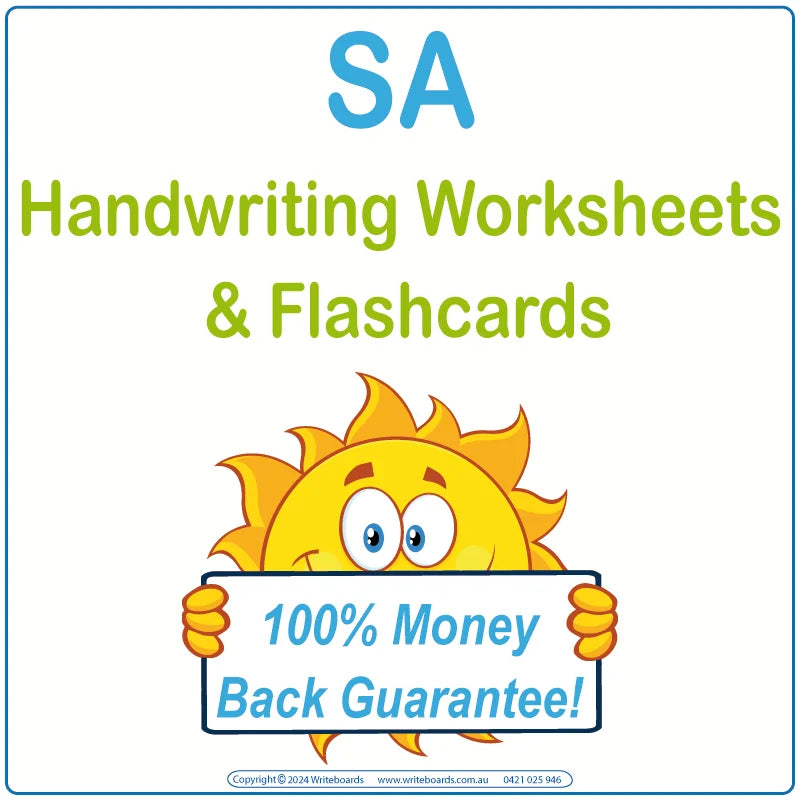 SA Alphabet Tracing Worksheets & Flashcards for Reception, Reception Tracing worksheets for SA Kids