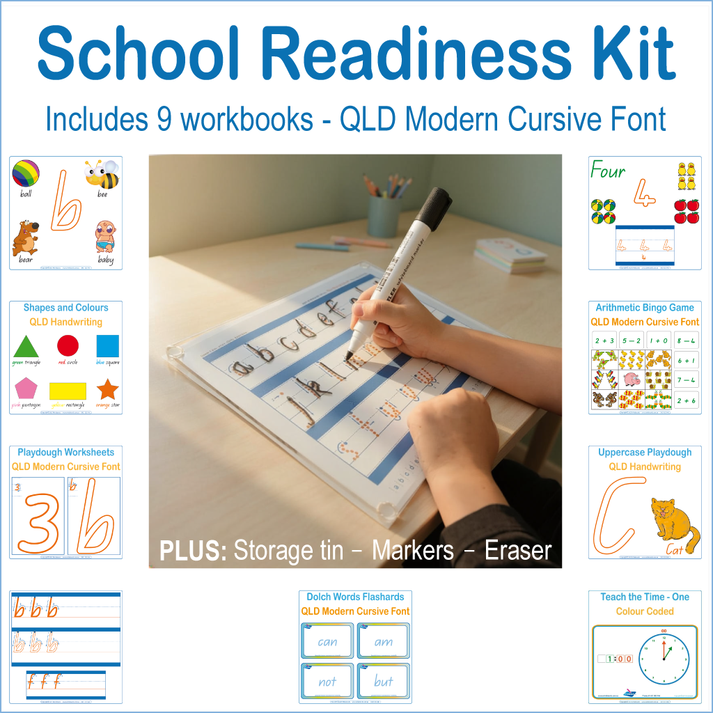 QLD School Readiness Kit for pre-school handwriting - letters and numbers and more