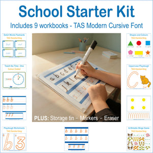 TAS Modern Cursive Font School Starter Kit for beginner handwriting and early learning practice