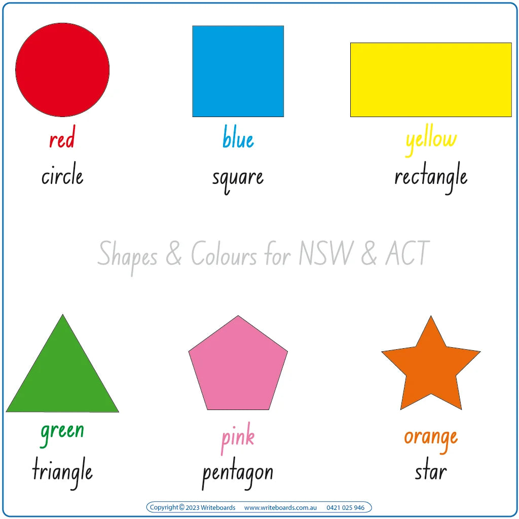 Teach Your Child about Shapes & Colour using NSW Handwriting, Toddler Worksheets & Flashcards for NSW