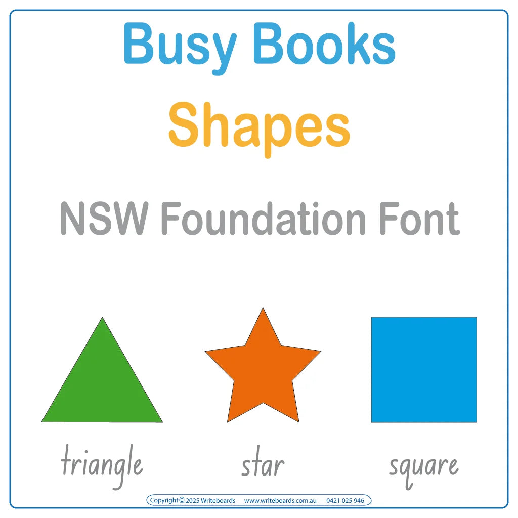 Teach shapes with this NSW Foundation Font Busy Book that includes 16 interactive pages