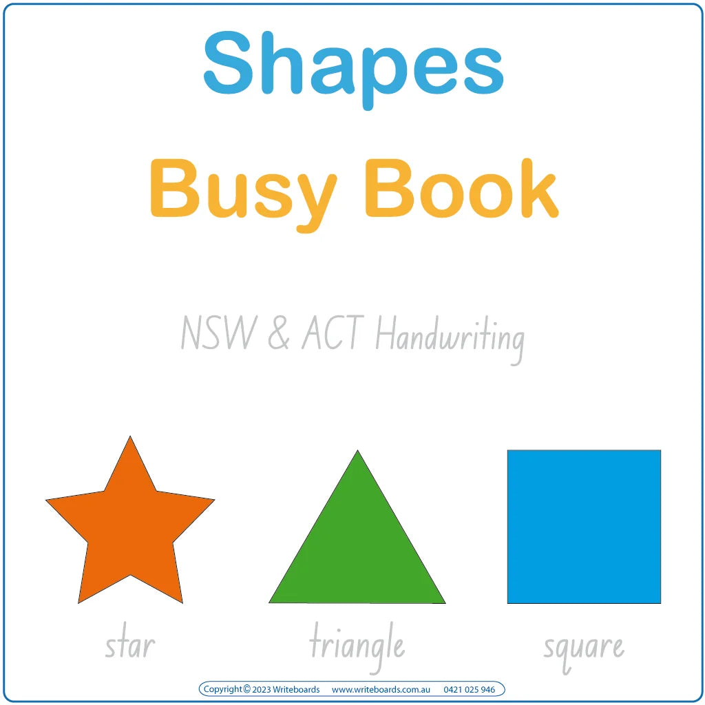 Shapes Busy Book using NSW School Handwriting, Shapes Quiet Book using NSW School Handwriting