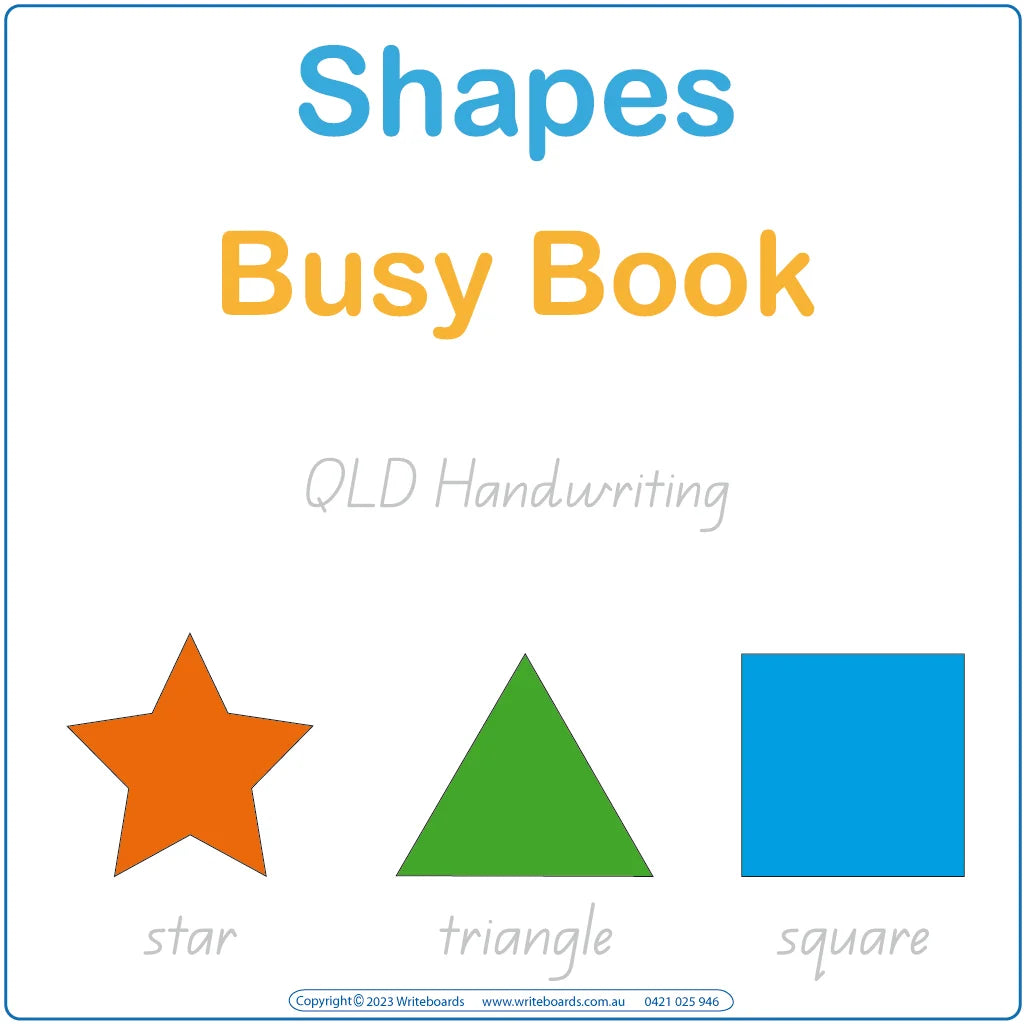 Shapes Busy Book using QLD Handwriting, QLD Shapes Quiet Book, Learn Shapes with our Busy Book